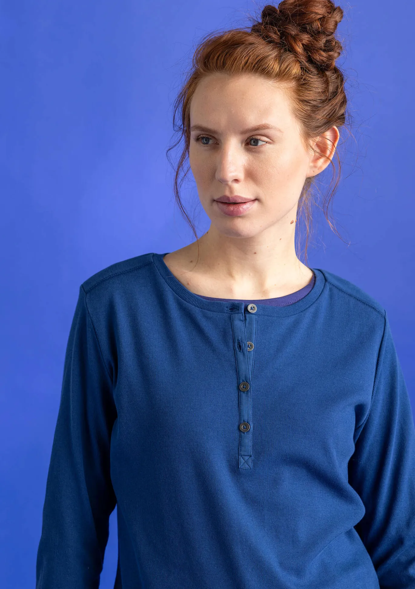Knopfleistenshirt aus Bio-Baumwollripp