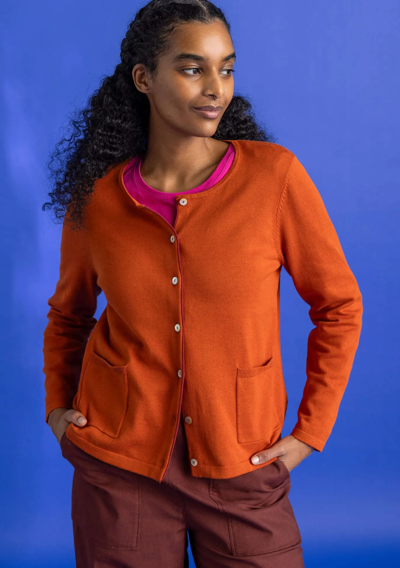 Strickjacke aus Bio-/Recycling-Baumwolle