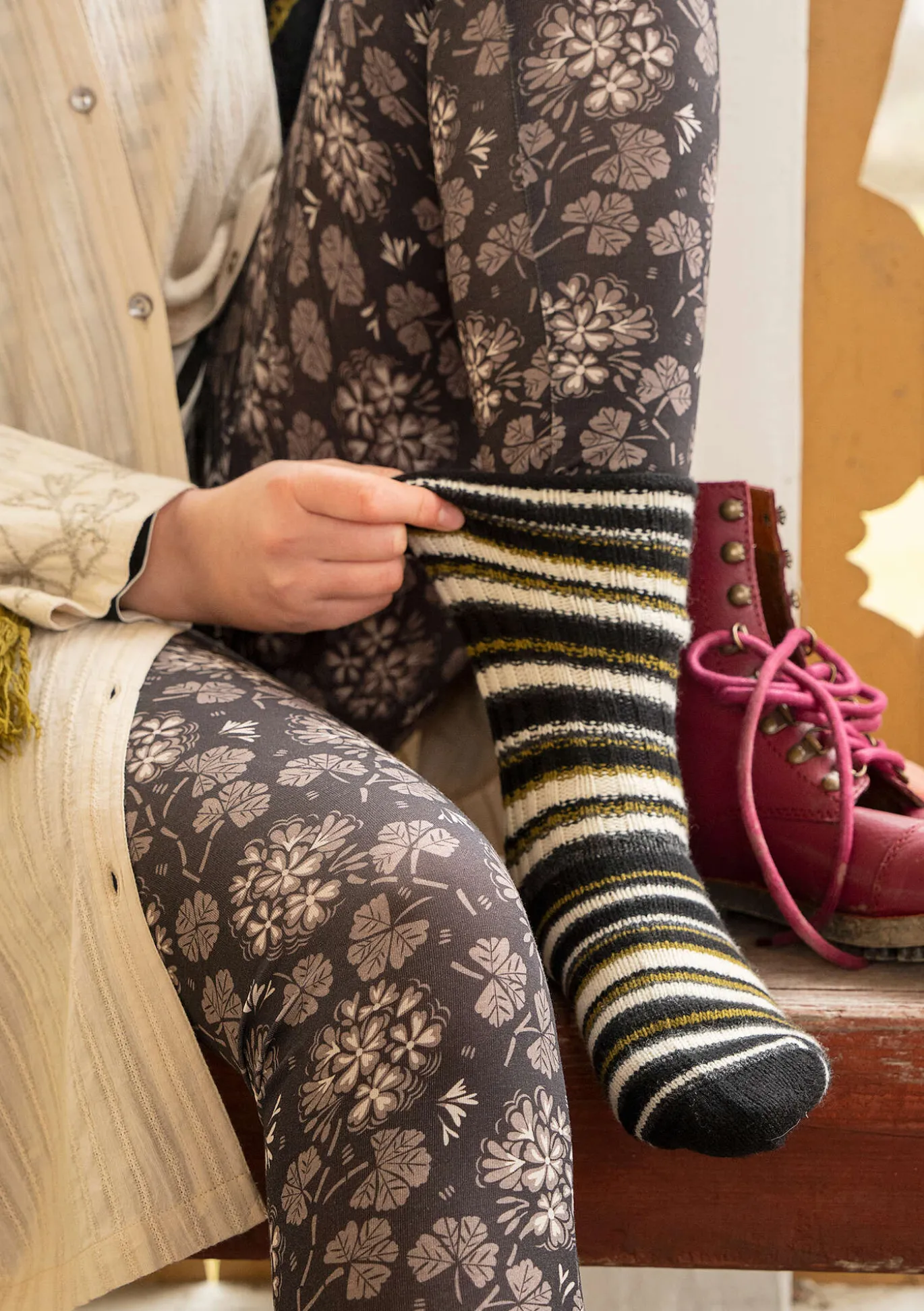 Stricksocken aus Lammwolle/Recycling-Wolle